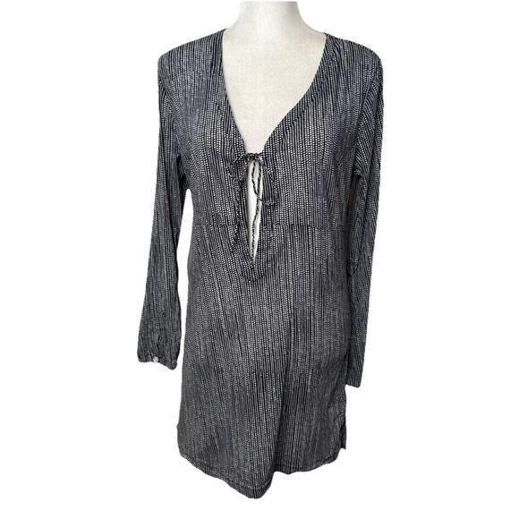Athleta Kimssa Tunic Size M Black Dot 982781 Swim Cover Up Long Sleeve Swimsuit - Picture 1 of 12